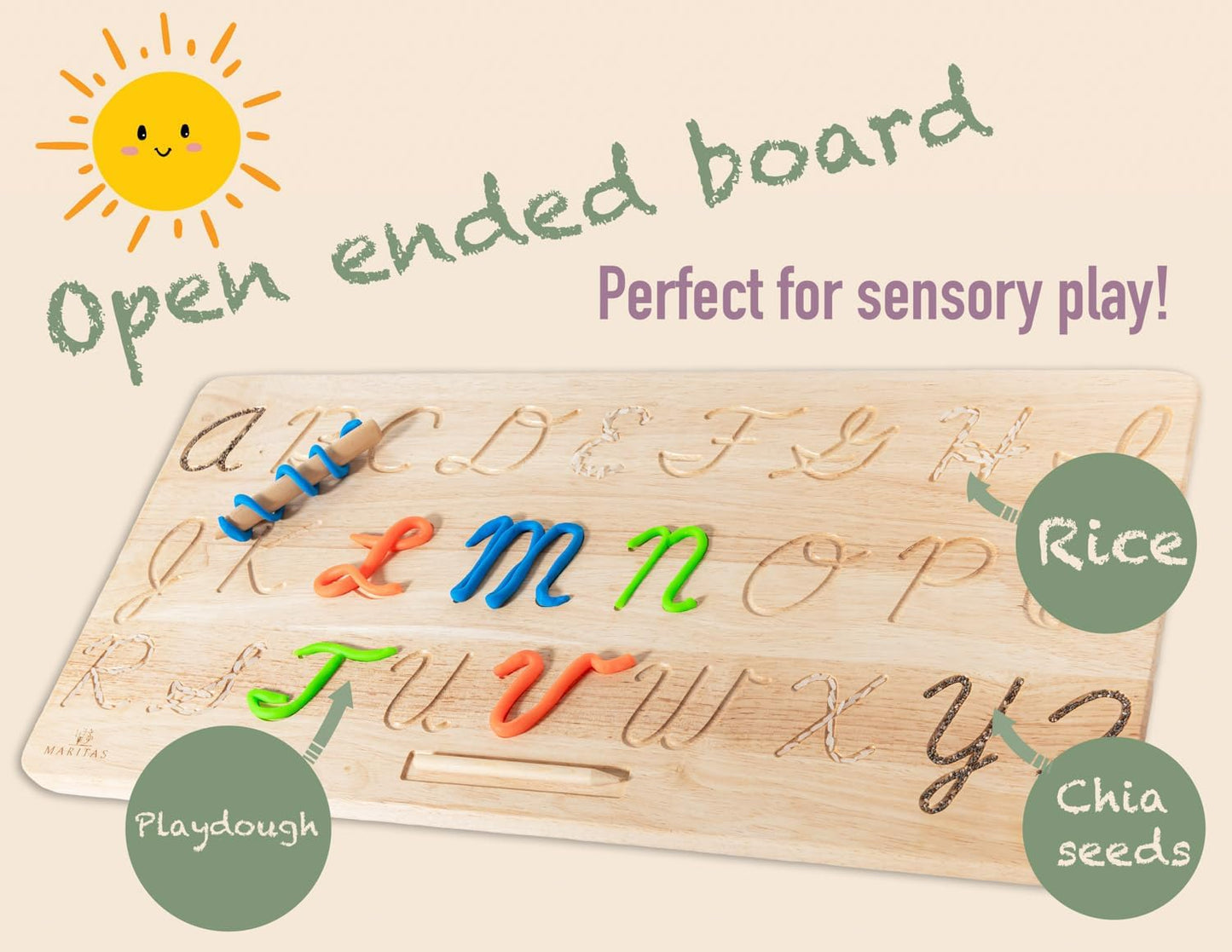 Cursive Alphabet Tracing Board Montessori Toys for 3 Year Old up-Reversible Uppercase and Lowercase-Homeschool Supplies and Preschool Toys-Letter Tracing Learn to Write