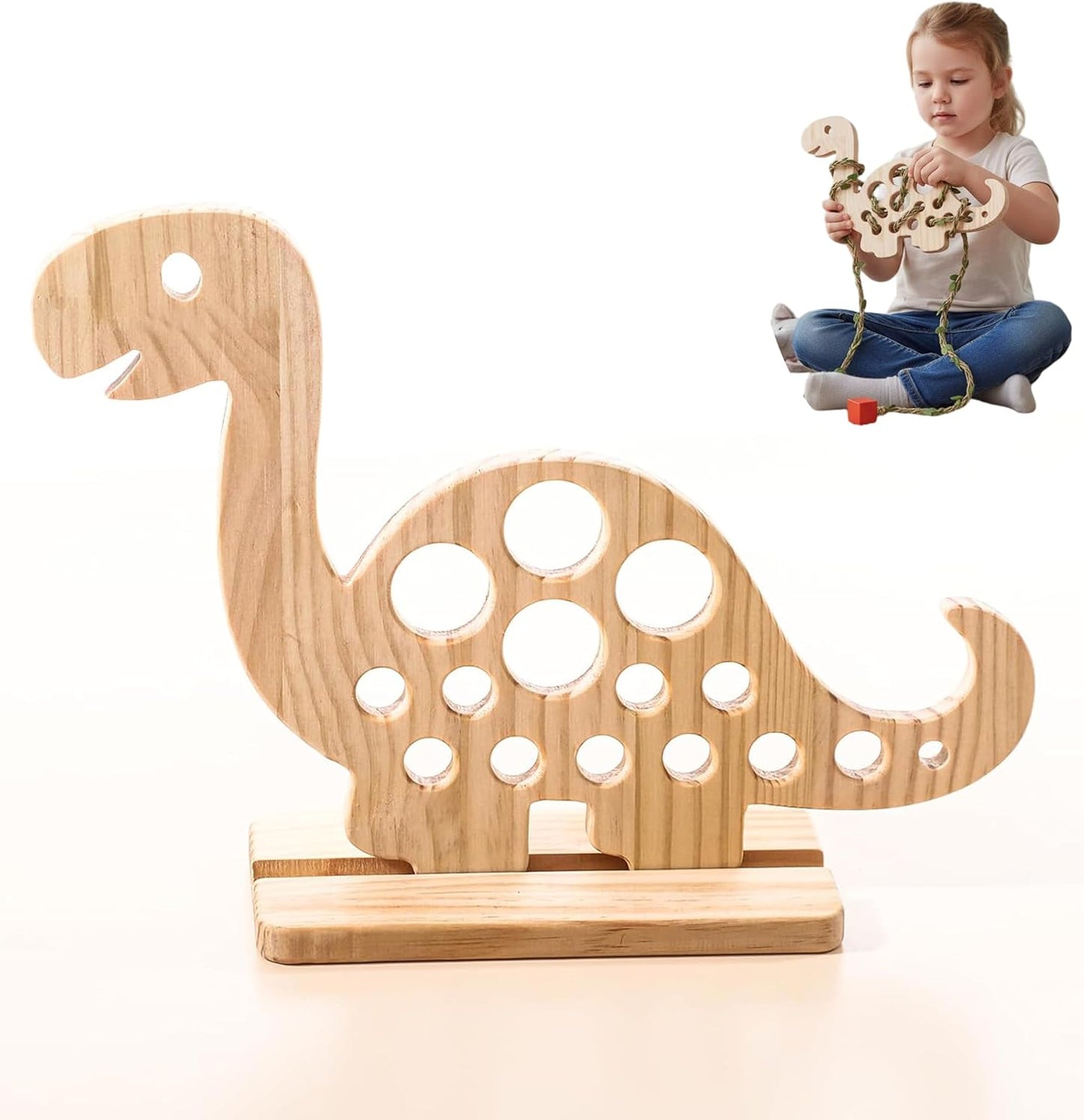 Eray Wooden Unicorn Lacing Montessori braiding Toys for Kids DIY Toy Plane Activities Car Travel Toy Educational Learning Threading for Fine Motor Skills