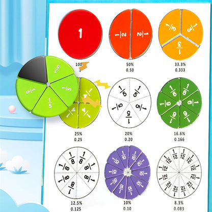 Fraction Tiles & Circles Learning Puzzle Game Set for Preschool Math Manipulatives Educational Tool Addition and Subtraction Demonstrator