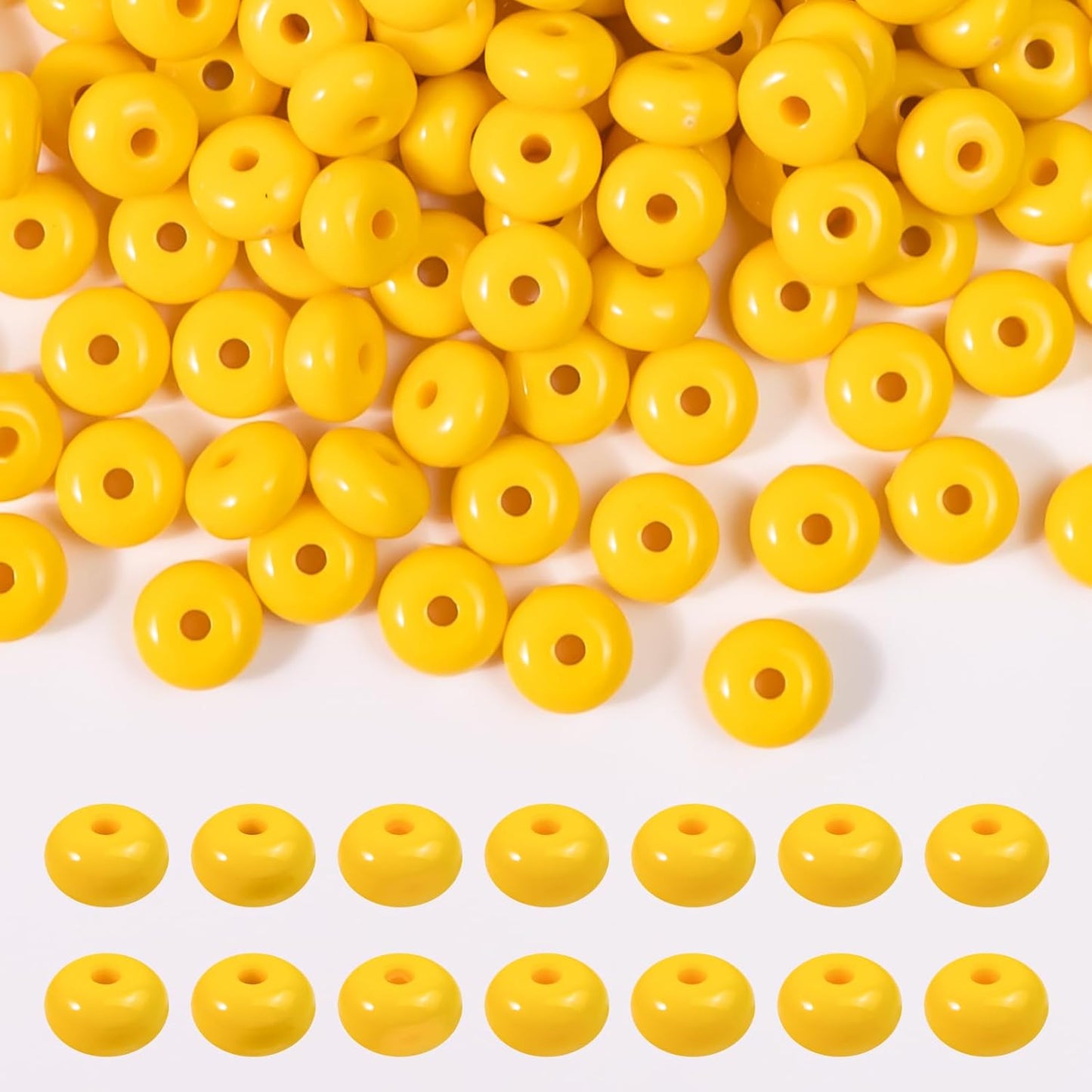 500PCS 8mm Acrylic Lentil Beads, White Abacus Beads Loose Beads for Crafts, Acrylic Spacer Beads for Jewelry Bracelet Necklace Making, Beads for Pens Charms Crafts, Small