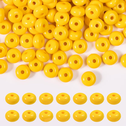 500PCS 8mm Acrylic Lentil Beads, White Abacus Beads Loose Beads for Crafts, Acrylic Spacer Beads for Jewelry Bracelet Necklace Making, Beads for Pens Charms Crafts, Small