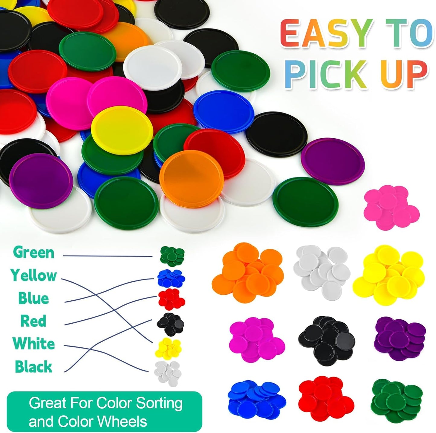 Coopay 600 Pieces Plastic Poker Chips Learning Counters Disks Bingo Chip Counting Discs Markers for Math Practice and Poker Card Game Tokens, Teaching Rewards, 38 mm/ 1.5 Inches (Red)