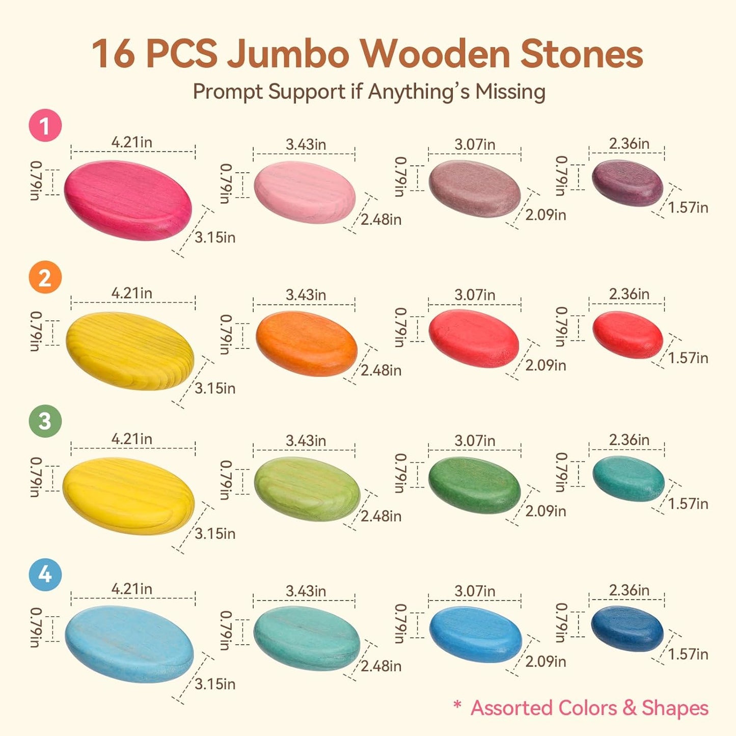 OESSUF Stacking Rocks 48Pcs Stacking Blocks Balancing Stacking Stones Wooden Building Toys Wood Stone Stacking Game for Toddler Sorting Preschool Educational Montessori Stacking Rocks for Kids