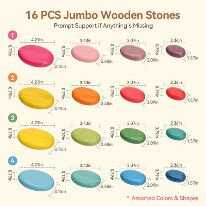 OESSUF Stacking Rocks 48Pcs Stacking Blocks Balancing Stacking Stones Wooden Building Toys Wood Stone Stacking Game for Toddler Sorting Preschool Educational Montessori Stacking Rocks for Kids