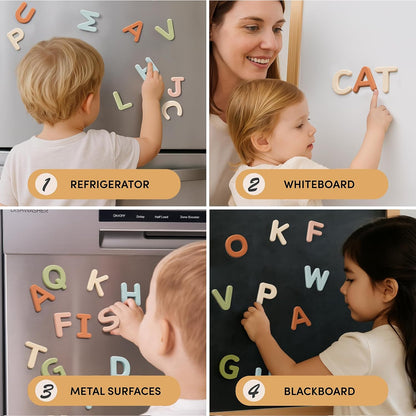 JoyCat Silicone Alphabet Magnetic Letters, 26 Uppercase ABC Fridge Magnets for Kids 3+, Preschool Learning Refrigerator Toy Set, Birthday Gifts for Boys Girls (Muted Color)