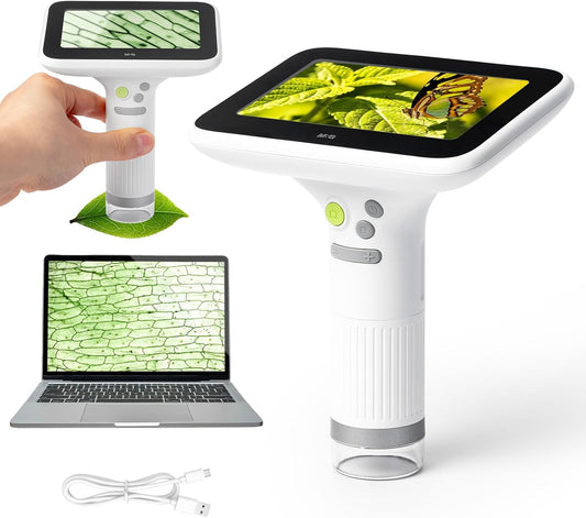 1000X Handheld Digital Microscope for Kids, 4.3" Large LCD Screen Rechargeable Portable Microscope, Take Photos & Videos, Outdoor Exploration Gift for Boys & Girls, Works with Windows & Mac