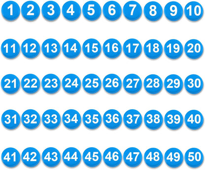 1-50 Magnetic Numbers, 0.8" Multi-Use Numbered Magnets Round Dry Erase Board Number Magnets for Fridge Calendar Whiteboard Home Classroom Office Supplies (Green)