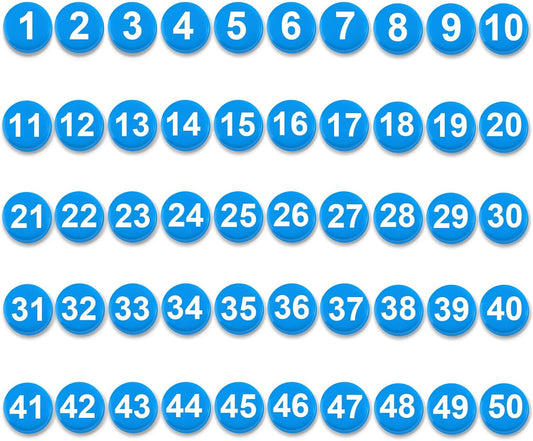 1-50 Magnetic Numbers, 0.8" Multi-Use Numbered Magnets Round Dry Erase Board Number Magnets for Fridge Calendar Whiteboard Home Classroom Office Supplies (Green)