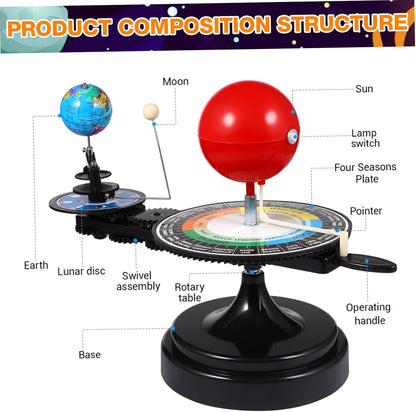 Solar System Planetarium Model Moon Earth Sun Orbital Model Scientific Educational Astronomy Teaching Tool for Toddlers Kids Children