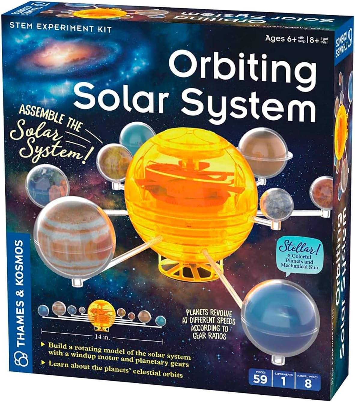 Thames & Kosmos Orbiting Solar System STEM Kit | Build a Rotating Solar System Model | Planets Revolve Using a Windup Motor | Explore Gear Ratios | Science Fairs | Difficulty Level: Intermediate Small