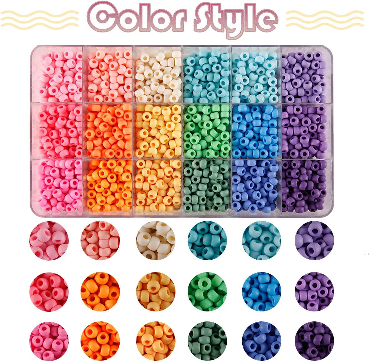 1720+pcs Pony Beads Kit 1830pcs 6 Style Letter Alphabet Beads Rainbow Plastic Pony Bead Bulk Multicolor Kandi Bead Elastic String DIY Crafts Jewelry Making Kit for Bracelets Necklaces