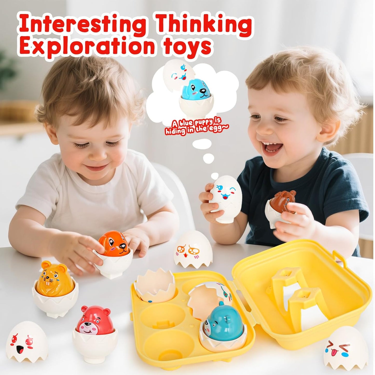 Egg Toys for Toddlers 1-3,Montessori Geometric Eggs Early Preschool Educational Learning Fine Motor Skills Color Sorting Satcking Travel Bingo Puzzle Matching Games for Kids Boys Girls