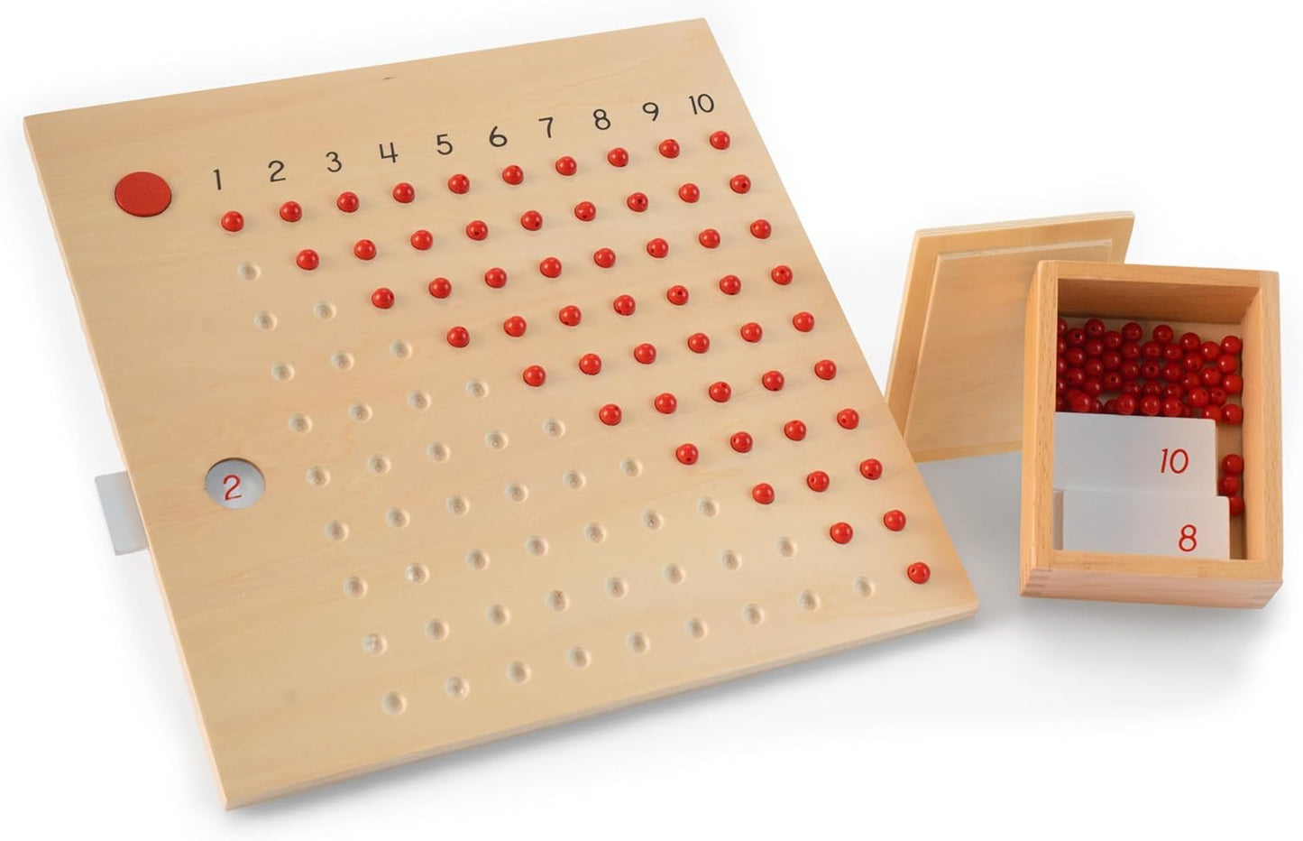 Premium Montessori Multiplication Bead Board- 10.8” Solid Beechwood Times Table Math Toy for Kids Ages 6-9+, Multiplication Board Math Materials with Beads, Homeschool & Classroom Montessori Learning