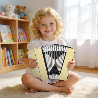 10 Keys Kids Accordion, Horse Button Accordion Toys Accordian Mini Musical Instruments Button for Child Children Kids Toddlers Beginners (Light Pink)