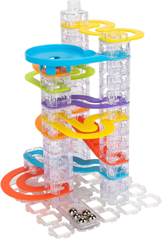 Fat Brain Toys Trestle Tracks Builder Marble Run Set, 73-Piece Modular Marble Track, STEM Toys for Kids, Fun Science Kits for Girl and Boy Ages 8-13+