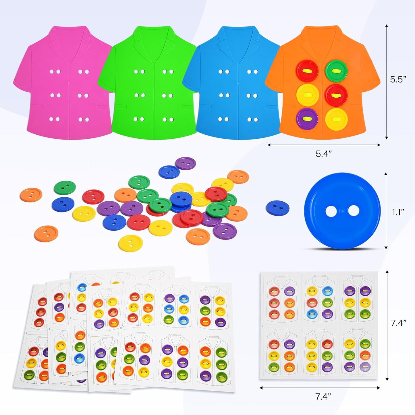 Clothes Lacing Cards for Seniors with Dementia & Alzheimer's - Fine Motor Skills Activity with Buttons & Zipper, Occupational Therapy Tools for Elderly to Practice Dressing Skills
