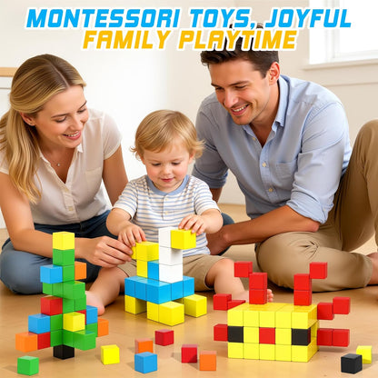 48PCS Magnetic Blocks for Toddlers Outdoor Toys, Large Magnetic Cube Toy for Sensory Montessori Education Preschool Magnet Toys for 3 4 5 6 Year Old Boys and Girls