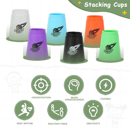 SEISSO Quick Stacking Cups, Stacking Cup Set Classic Stack Training Game Toys,12PCS Purple Stacking Cup Set for Boys Girls Kids