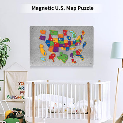 17.7" x 11.8" Black Metal Magnetic Board - Magnet Bulletin Board to Display Magnetic Letters Numbers Animal, Poetry, Spice Jars, Notes, Photos, Suitable for Wall, Refrigerator, Cubicle, Cabinet