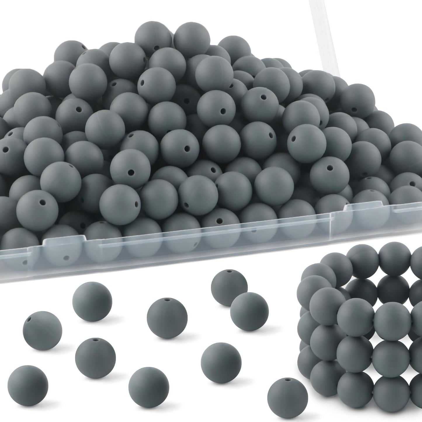 65Pcs 19mm Silicone Beads for Keychain Making Bracelet Necklace, Bulk Round Silicone Beads for Pens（Christmas Green） - Colors A
