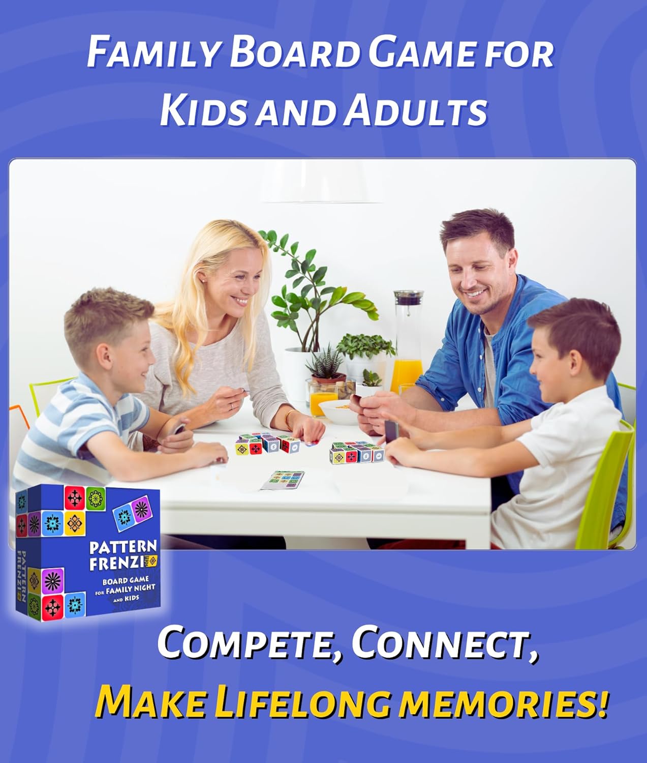 Pattern Matching Board Game for Kids & Adults, Family Night Board Games, Block Puzzle Games for Kids, Ages 3+ to 99 yrs, Play 1 to 5 Players, Unlimited Puzzle Cards, Perfect All Occasion Gift