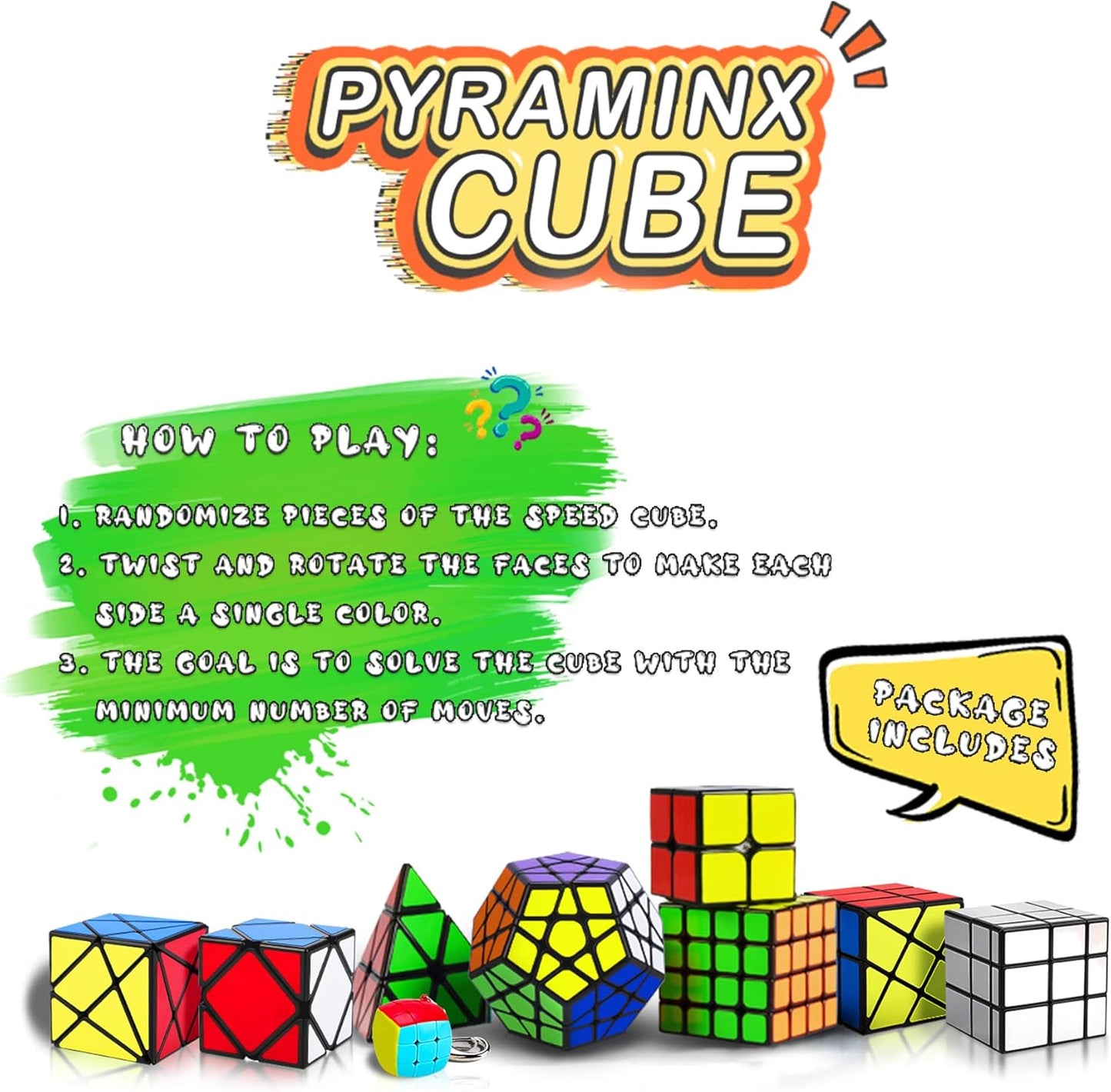 Speed Cube Set, Puzzle Cube,9 Pack Magic Cubes Pyraminx Pyramid + 2x2 + 3x3 + 4x4 + Megaminx + Mirror + Mini 3x3 + Skewb + Fenghuolun Puzzle Cube Toy for Kids & Adults