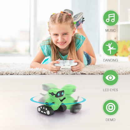 ALLCELE LED RC Robot Toys for Girls with Programming, Music, Demo and LED Function, Remote Control Robot Toy, Gift for Girls 3-8 Years Old Blue Pink