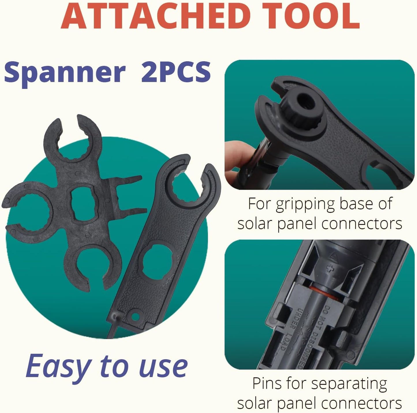 MC-4 Connector kit Solar Cable Connector kit 12 Pairs of Solar connectors and 2 Spanner Wrenches Along with a Wire Crimper Photovoltaic System Connector kit