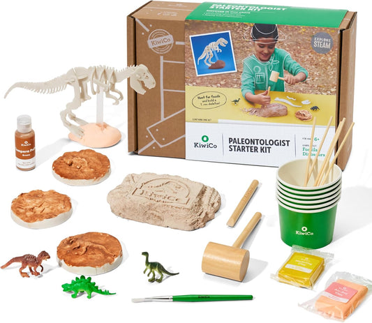 KiwiCo Dinosaur Fossil Dig Kit, STEM Paleontology Science Set for Kids Ages 6+, Excavate and Build Skeleton, Facts Poster