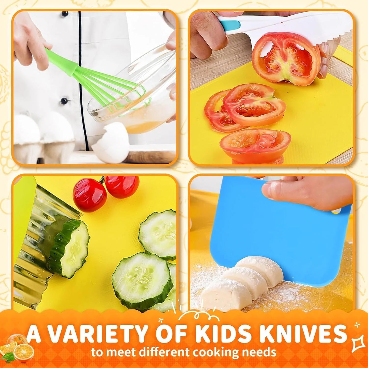 17 Pcs Kids Cooking Sets Real, Montessori Toddler Kitchen Tools, Kids Safe Knives for Ages 2-8
