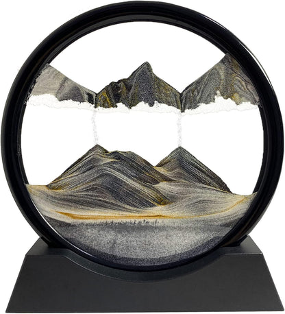 SANDCLE Moving Sand Art Liquid Motion - Moving Sand Art Picture Decor 3D Deep Sea Sandscape, Round Glass Frame Display Flowing Sand Relaxing Toy for Desktop Home Office Work Decoration(Blue, 12")