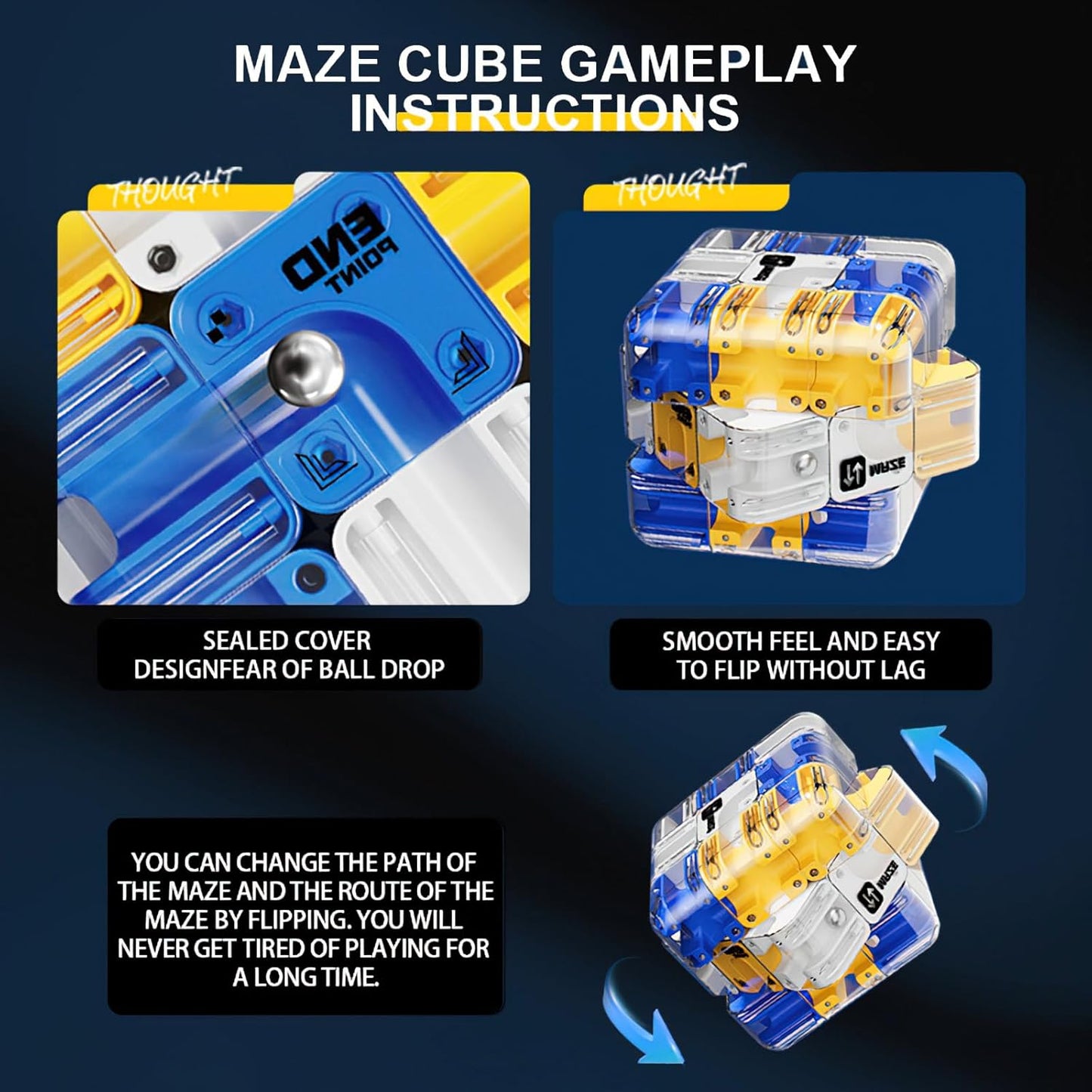 3D Cube Puzzles Fidget Toys - Brain Teaser Puzzles Toys Educational Learning Toys for Logical Thinking, Puzzle Maze Cube Easter Basket Stuffers Birthday Gifts (Blue)
