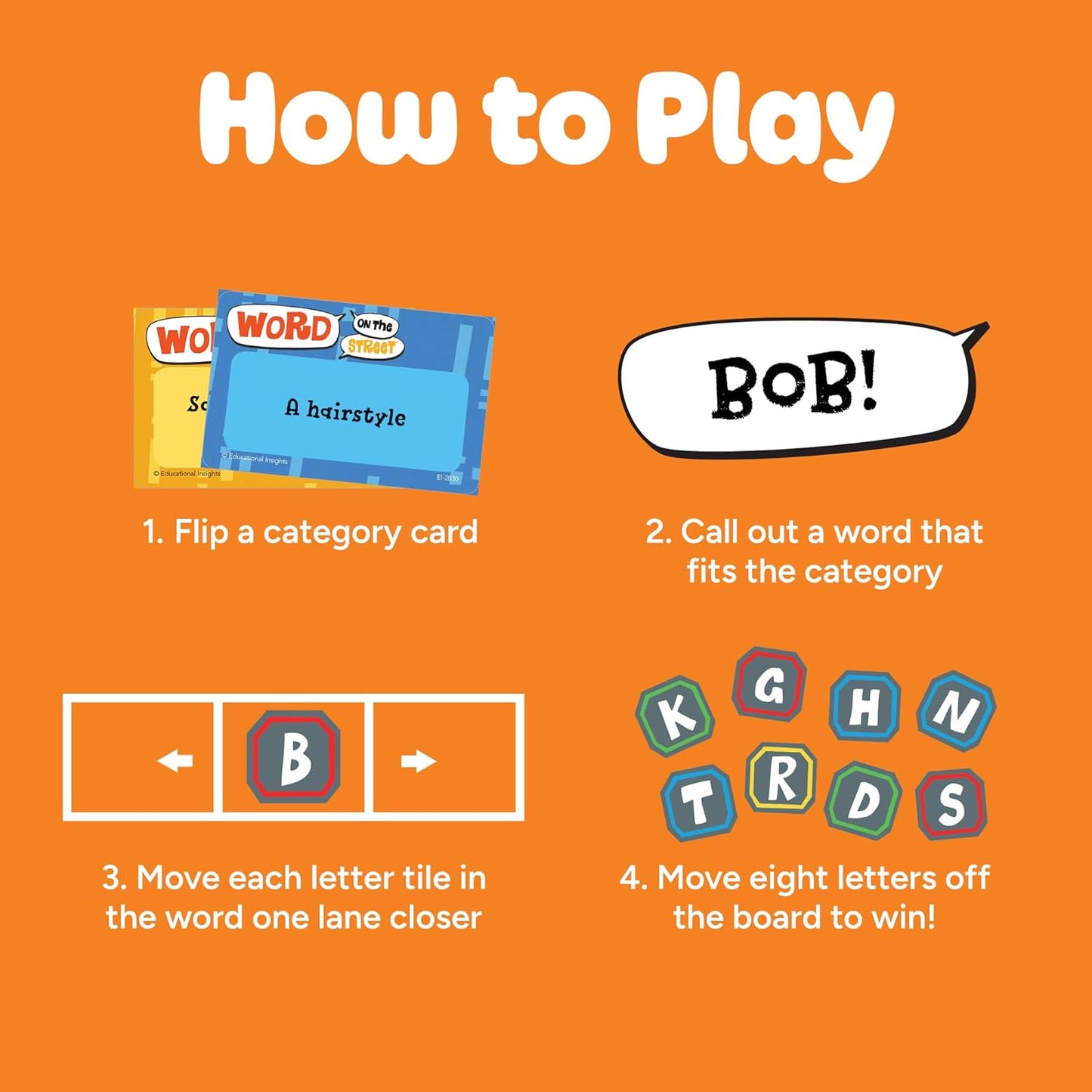 Educational Insights Word on the Street - Family Board Games for Kids and Adults, Fast Word Games for Kids 10 and up, Vocabulary Building Spelling Game with Fast-Paced Play, Family Game Night