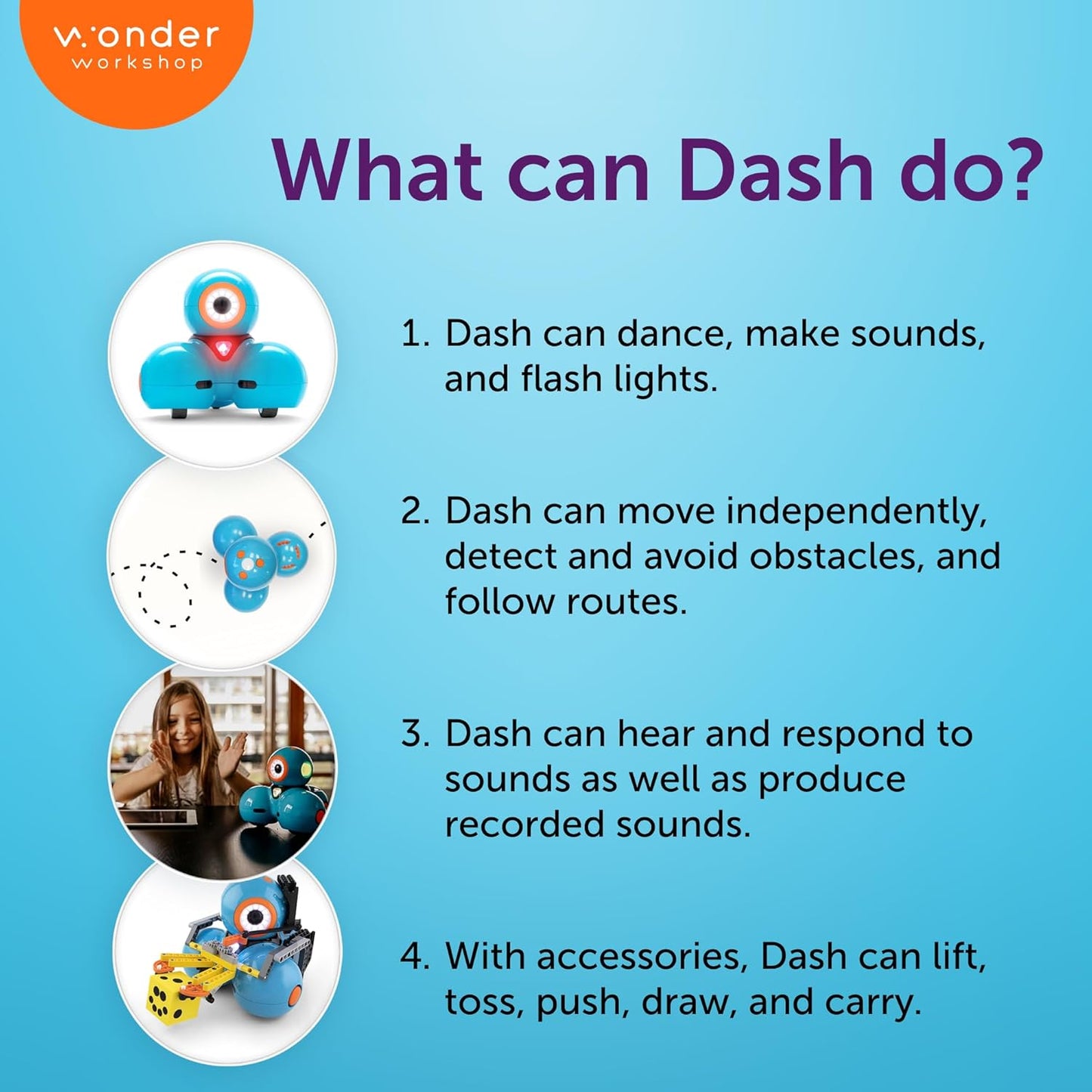 Wonder Workshop Dash Robot - Coding Robots for Kids 6+ - Voice Activated STEM Robot Toys - Interactive, Educational & Programmable