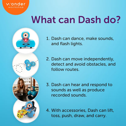 Wonder Workshop Dash Robot - Coding Robots for Kids 6+ - Voice Activated STEM Robot Toys - Interactive, Educational & Programmable