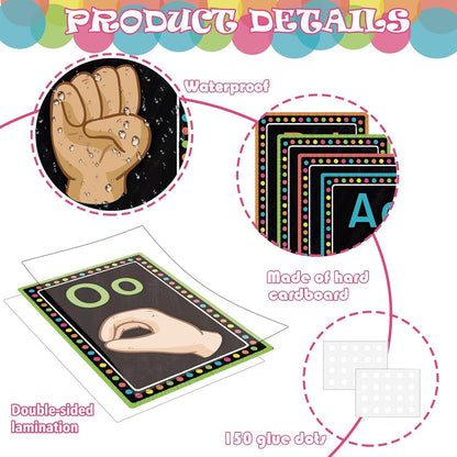 Sign Language Bulletin Board Alphabet - 37 ASL Alphabet Learning ABC Alphabet Poster Classroom Decorative Card Set Kindergarten/Elementary/Homeschool Supplies