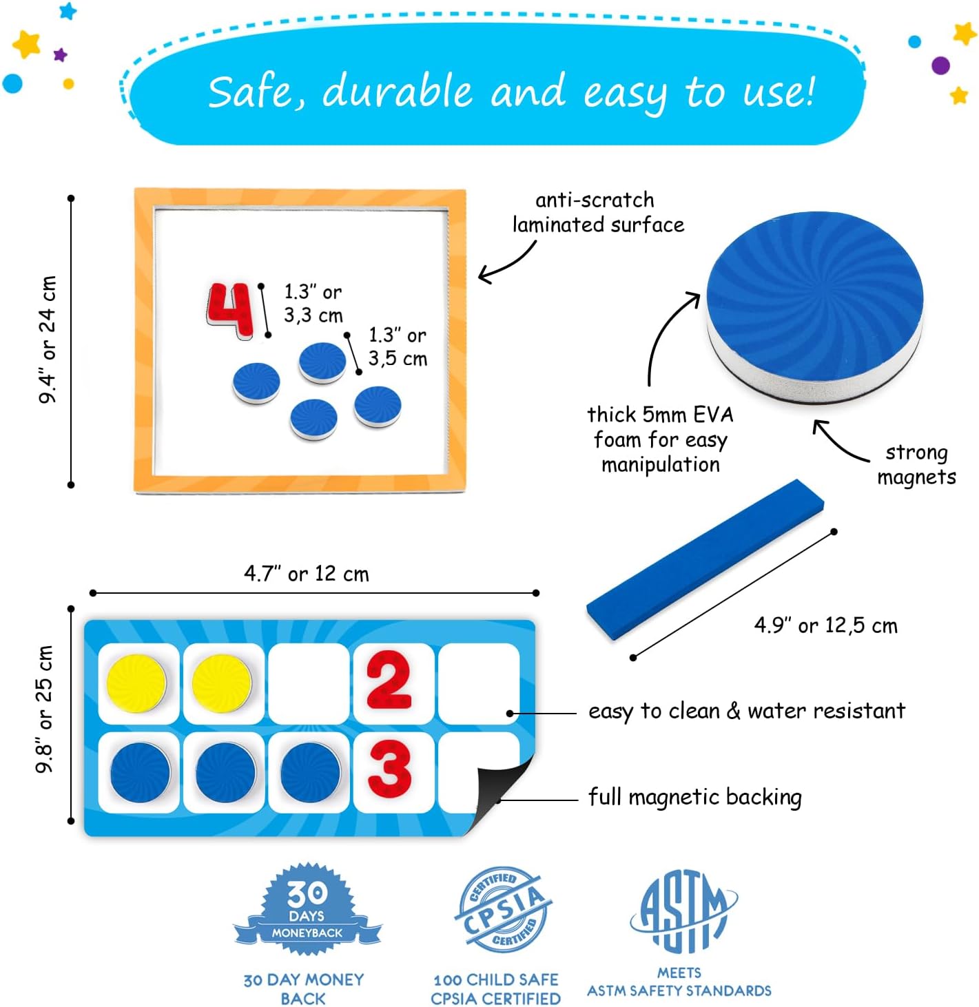84 PCS Magnetic Number Bonds & Magnetic Ten Frames Set - Jumbo 10 Frames for Classroom, Numbers for Whiteboard, Math Counters Math Manipulatives, Classroom Must Haves - Simply Magic