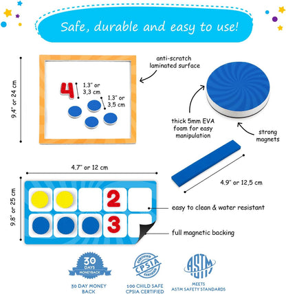 84 PCS Magnetic Number Bonds & Magnetic Ten Frames Set - Jumbo 10 Frames for Classroom, Numbers for Whiteboard, Math Counters Math Manipulatives, Classroom Must Haves - Simply Magic
