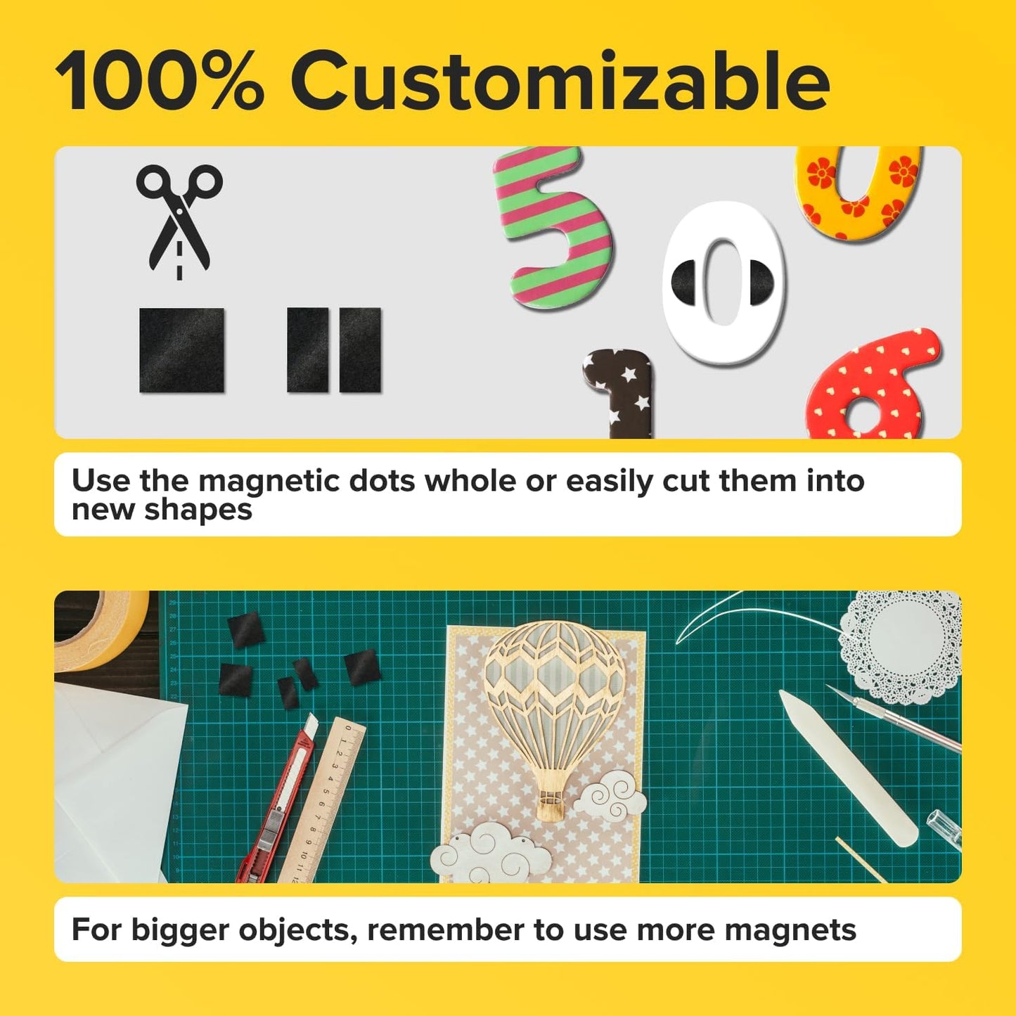 Hyper-Sticky Magnets with Adhesive Backing (300 pcs) - Strong Magnetic Squares for Whiteboard, Fridge, Crafts - Easy to Cut Stickers for Planning and Organization - Science Education Magnets