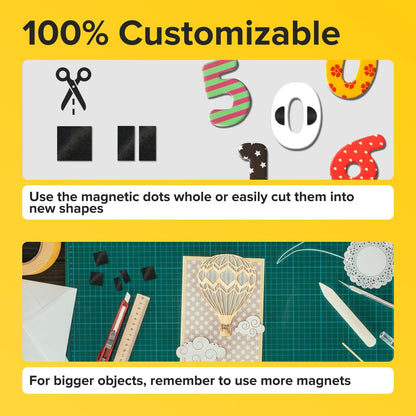 Hyper-Sticky Magnets with Adhesive Backing (300 pcs) - Strong Magnetic Squares for Whiteboard, Fridge, Crafts - Easy to Cut Stickers for Planning and Organization - Science Education Magnets
