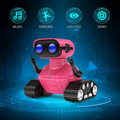 ALLCELE LED RC Robot Toys for Girls with Programming, Music, Demo and LED Function, Remote Control Robot Toy, Gift for Girls 3-8 Years Old Blue Pink
