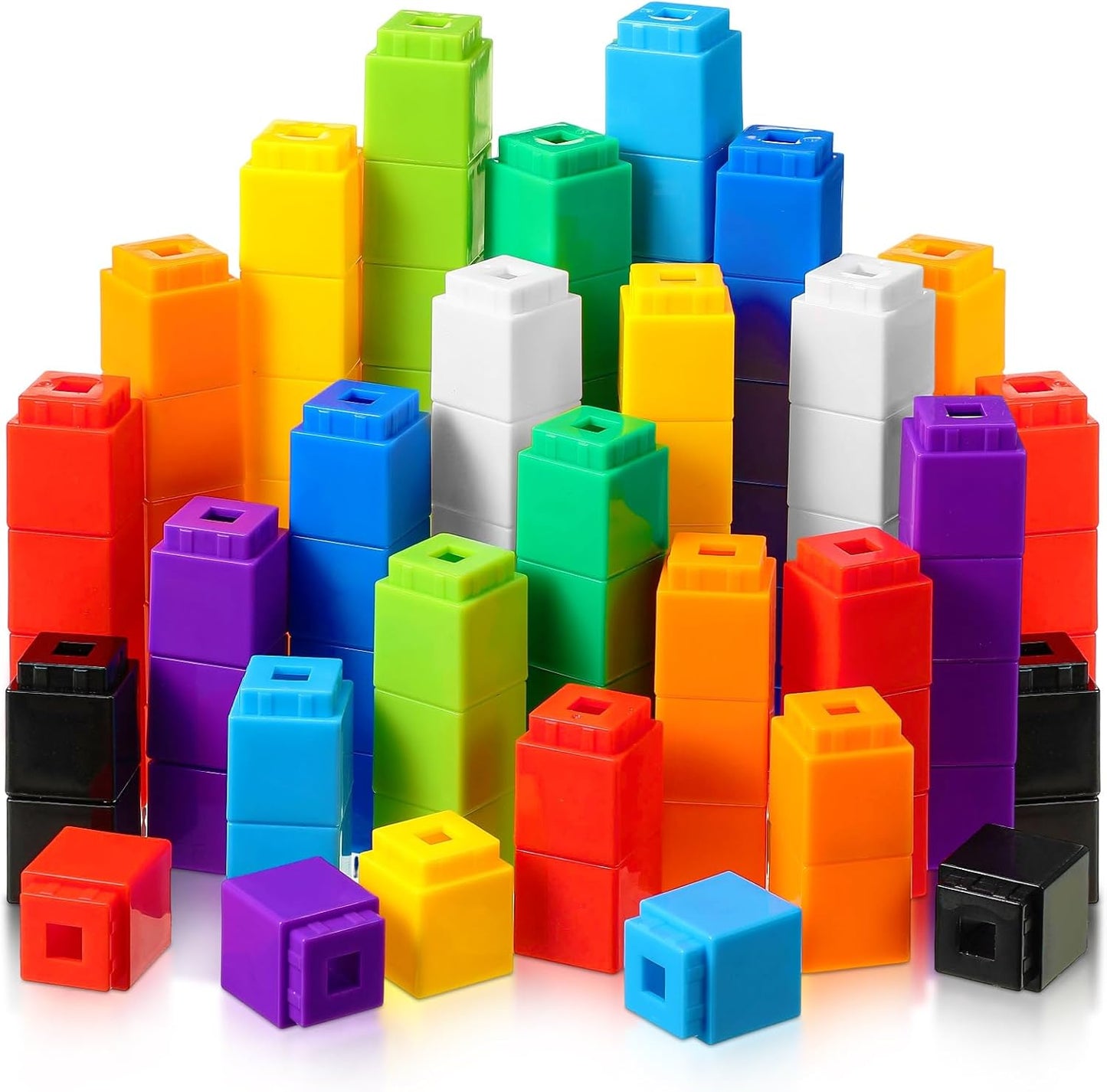 Jenaai 100 Pcs Linking Cubes Plastic Math Cubes Manipulative Counting Blocks STEM Snap Blocks Connecting and Counting for Early Math and Construction, Homeschool Preschool Supplies(Stylish)