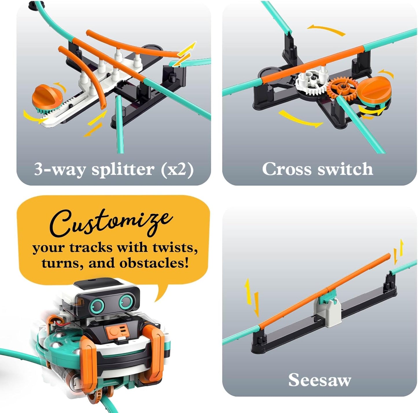 Thames & Kosmos RoboRails STEM Kit, Toy of The Year Winner, Build a Robot Monorail System w/Splitters, Cross Switch, Seesaw Mechanism, Modern-Day Model Train Set, Explore Physics, Gyroscopic Forces