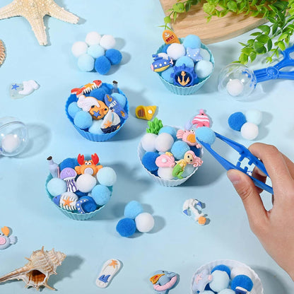 Sanixn 152 Pcs Space Sensory Bin Fillers Outer Space Fine Motor Skills Astronauts Sensory Bin Item Pompoms Cups Tweezers Scissor Clips for Preschool Education Activities Sorting Counting(Space)