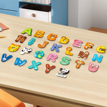 39 PCS Large Magnetic Letters and Numbers, Fridge Magnets for Toddlers 1-3, Cute Animials Alphabet Magnets Kit for Educational Learning