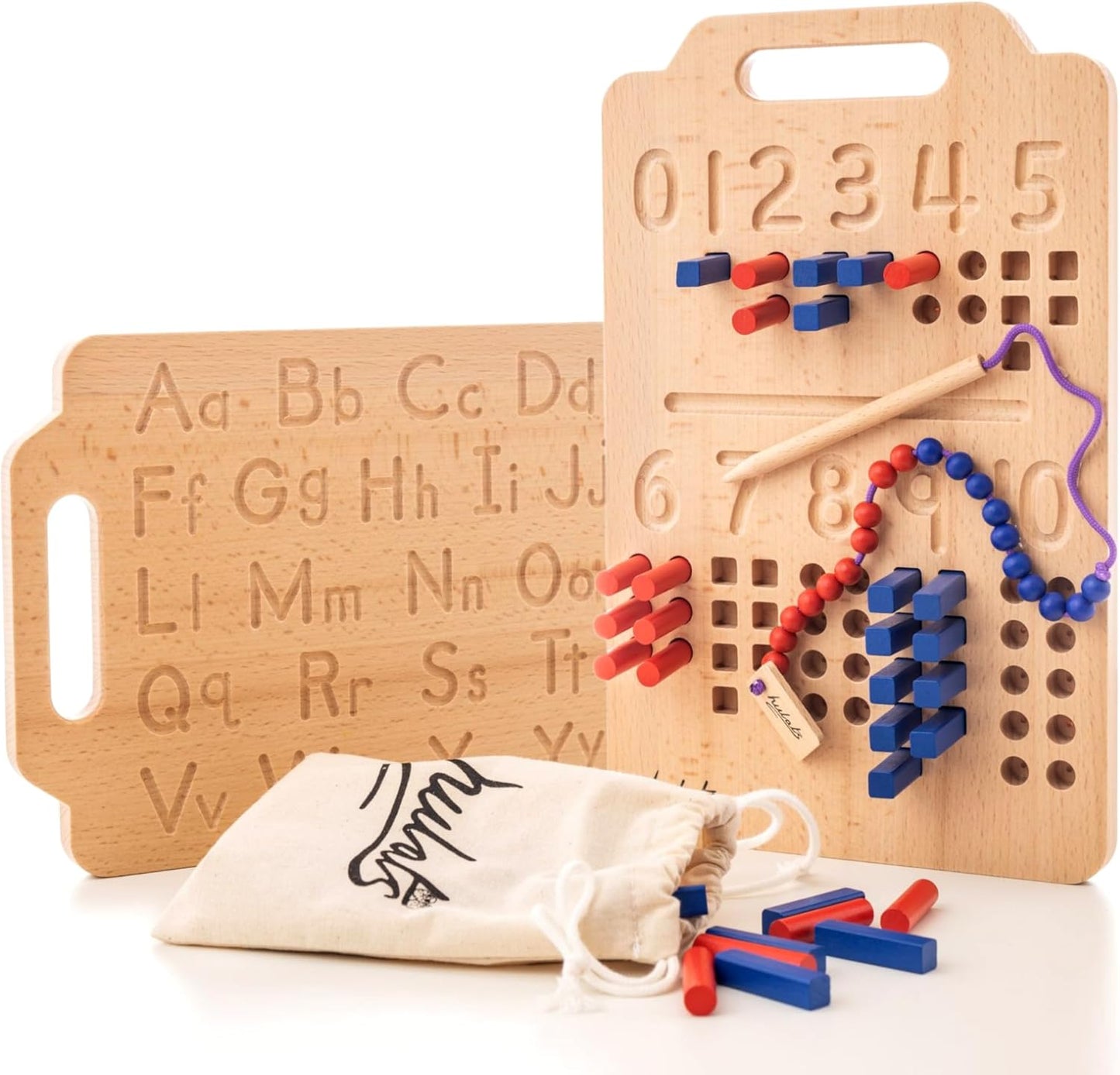 Hulats Learn to Write: Portable Wooden Alphabet Letter Tracing Sensory Pad Board - Toddler Writing Practice for Kids Age 3-5, Montessori Toys for 3+ Year Old, Letter Tracing for Kids 3-5 Writing Tools