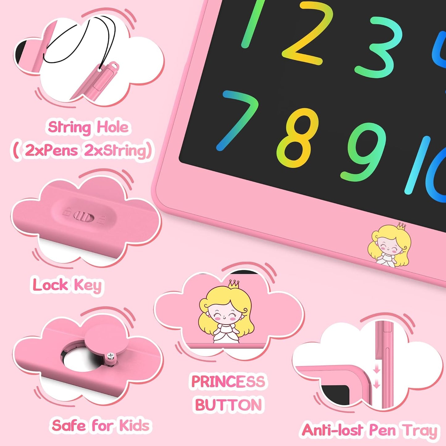 Hockvill LCD Writing Tablet for Kids, 16Inch Toys for Girls Boys Drawing Pad for 3 4 5 6 7 Year Old Kid, Toddler Doodle Board Christmas Birthday Gift for Kids，Erase Lock Writing Board