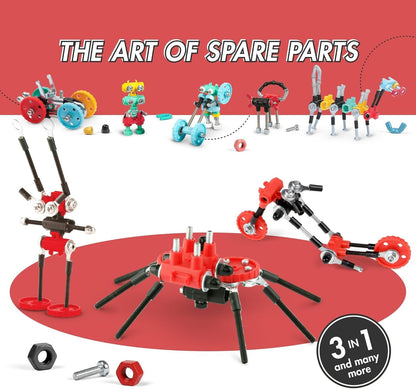 The Off Bits Erector Set: Animal Mini STEM Toys for Kids 6+, Toy Building Sets with Nuts & Bolts, STEM Building Toys Gifts for Boys and Girls (Blue Elephant)