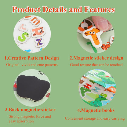 Magnetic Fraction Playbook & Fraction Manipulatives Set, Montessori Magnetic Fraction Book for Kids Grades K-3, Math Manipulatives with Fraction Tiles and Circles, Educational Fraction Games & Puzzle