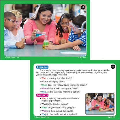 Super Duper Publications | Webber® Photo Cards – WH Questions | Flashcards - Receptive and Expressive Language Skills | Educational Learning Resource for Children